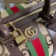 GUCCI OPHIDIA LARGE DUFFLE BAG 724612 camel and ebony GG canvas 