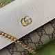GUCCI GG MARMONT CHAIN WALLET white leather and GG Supreme 